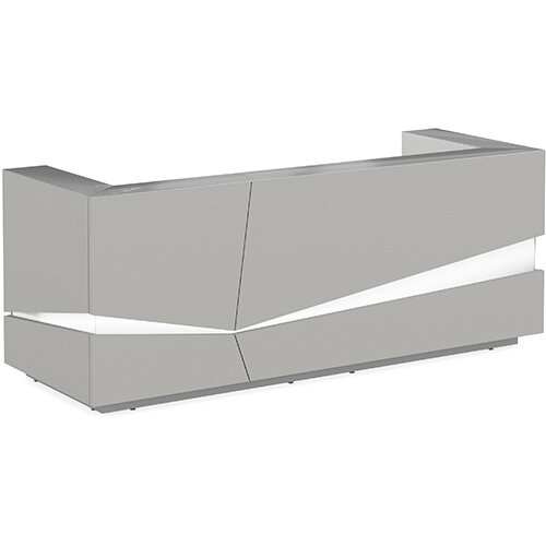 Illusion Modern Design Illuminated Grey Reception Desk with Silver Glass Counter Top W2800xD1000xH1100mm Illusion Modern Design Illuminated Grey Reception Desk with Silver Glass Counter Top W2800xD1000xH1100mm