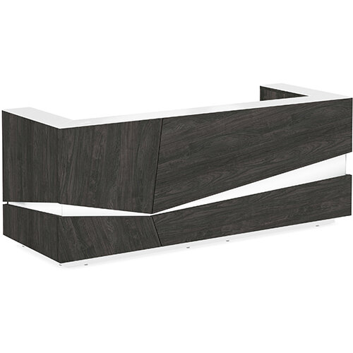 Illusion Modern Design Illuminated Carbon Walnut Reception Desk with White Glass Counter Top W2800xD1000xH1100mm Illusion Modern Design Illuminated Carbon Walnut Reception Desk with White Glass Counter Top W2800xD1000xH1100mm