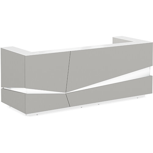 Illusion Modern Design Illuminated Grey Reception Desk with White Glass Counter Top W2800xD1000xH1100mm