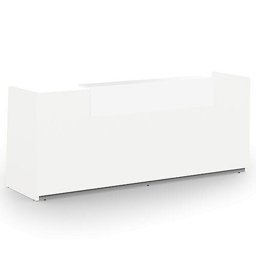 Libra Minimalist Design White Reception Desk With Icy White Acrylux Counter Top Panel W2600xD850xH1060mm Libra Minimalist Design White Reception Desk With Icy White Acrylux Counter Top Panel W2600xD850xH1060mm