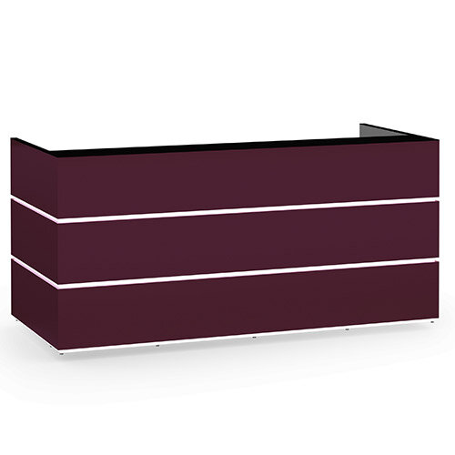 Pearl Modern Design Purple Acrylux  Reception Desk with Black Glass Counter Top W2400xD1050xH1120