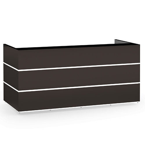 Pearl Modern Design Dark Brown Acrylux  Reception Desk with Black Glass Counter Top W2400xD1050xH1120