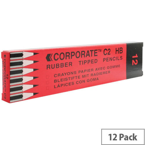 Pencils Rubber Tip Red HB 93761 Pack 12 Whitebox Hunt Office Ireland