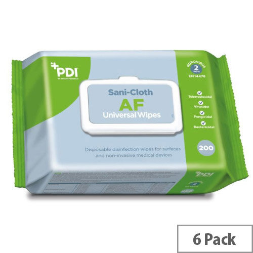 Sanicloth AF Universal Clean &Disinfect Wipes (200 Wipes Per Pack) Pack of 6 Sanicloth AF Universal Clean &Disinfect Wipes (200 Wipes Per Pack) Pack of 6