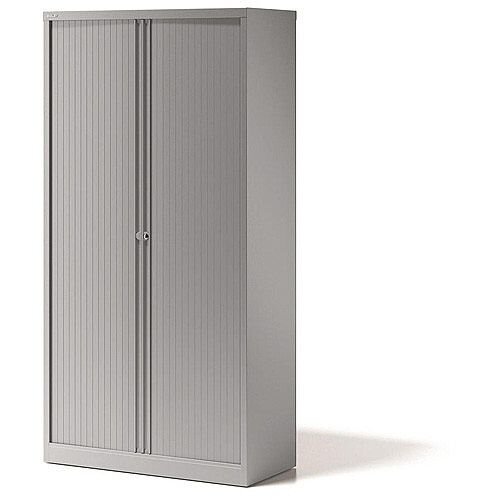 Bisley Side Opening Tambour Door Cupboard H1970xW1000xD470mm Silver - Supplied Empty, Variety of Shelves & Suspension Filing Roll Out Frames Available