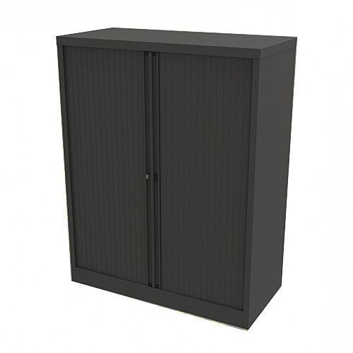 Bisley Side Opening Tambour Door Cupboard H1270xW1000xD470mm Black - Supplied Empty, Variety of Shelves & Suspension Filing Roll Out Frames Available