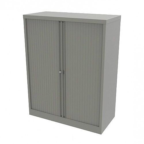 Bisley Side Opening Tambour Door Cupboard H1270xW1000xD470mm Goose Grey - Supplied Empty, Variety of Shelves & Suspension Filing Roll Out Frames Available