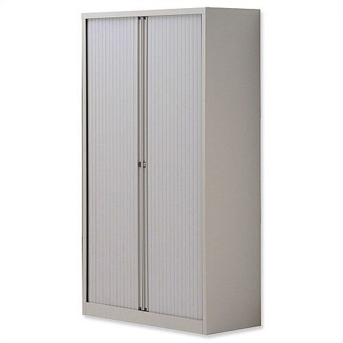 Bisley Side Opening Tambour Door Cupboard H1570xW1000xD470mm Goose Grey - Supplied Empty, Variety of Shelves & Suspension Filing Roll Out Frames Available