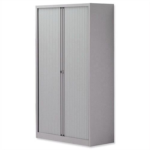 Bisley Side Opening Tambour Door Cupboard H1570xW1000xD470mm Silver - Supplied Empty, Variety of Shelves & Suspension Filing Roll Out Frames Available