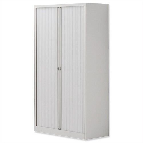 Bisley Side Opening Tambour Door Cupboard H1570xW1000xD470mm White - Supplied Empty, Variety of Shelves & Suspension Filing Roll Out Frames Available