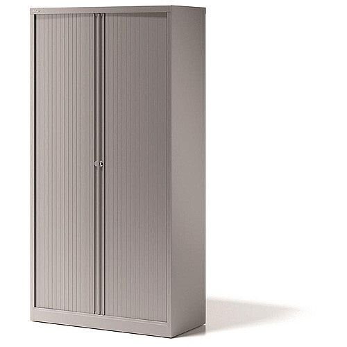 Bisley Side Opening Tambour Door Cupboard H2270xW1000xD470mm Goose Grey  - Supplied Empty, Variety of Shelves & Suspension Filing Roll Out Frames Available