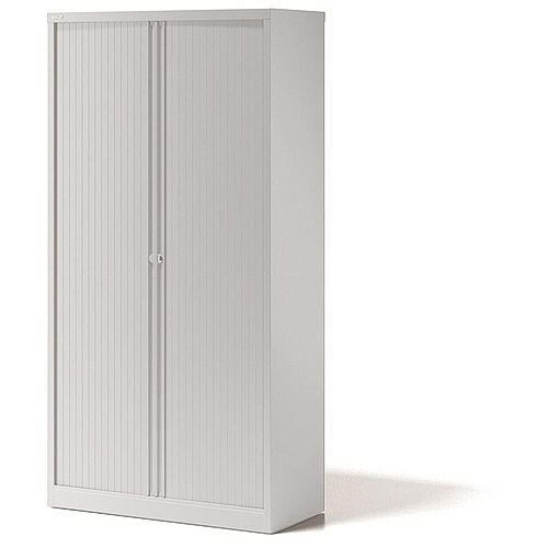 Bisley Side Opening Tambour Door Cupboard H2270xW1000xD470mm White - Supplied Empty, Variety of Shelves & Suspension Filing Roll Out Frames Available