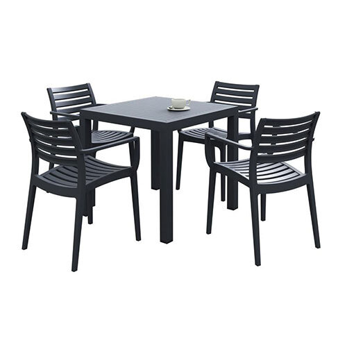 ARES Square Table - 800x800mm - Black - Outdoor & Indoor - Height 750mm Additional Image 2