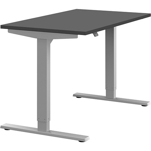 Zoom Electric Height Adjustable Sit Stand Office Desk Plain Top W1200mmxD700mmxH685-1185mm Graphite Top Silver Frame