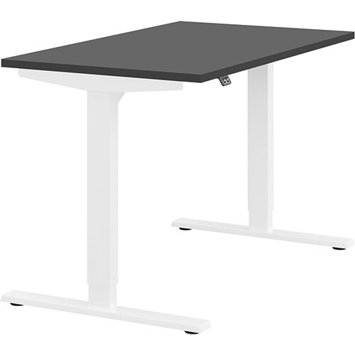 Zoom Electric Height Adjustable Sit Stand Office Desk Plain Top W1200mmxD700mmxH685-1185mm Graphite Top White Frame