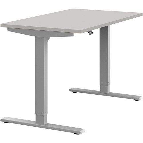 Zoom Electric Height Adjustable Sit Stand Office Desk Plain Top W1200mmxD700mmxH685-1185mm Grey Top Silver Frame