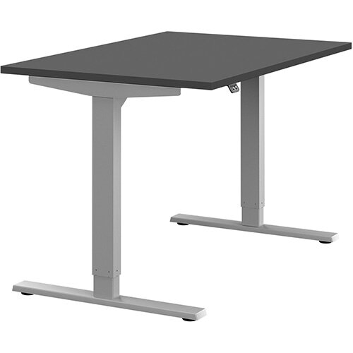 Zoom Electric Height Adjustable Sit Stand Office Desk Plain Top W1200mmxD800mmxH685-1185mm Graphite Top Silver Frame