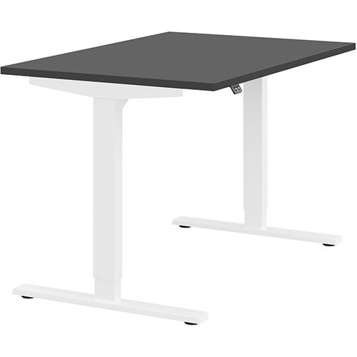 Zoom Electric Height Adjustable Sit Stand Office Desk Plain Top W1200mmxD800mmxH685-1185mm Graphite Top White Frame