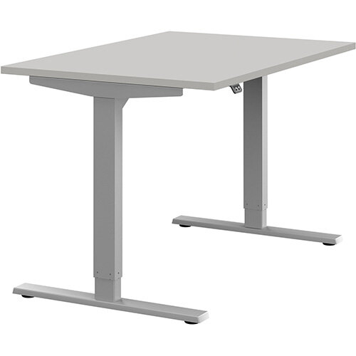 Zoom Electric Height Adjustable Sit Stand Office Desk Plain Top W1200mmxD800mmxH685-1185mm Grey Top Silver Frame