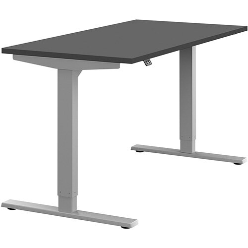 Zoom Electric Height Adjustable Sit Stand Office Desk Plain Top W1400mmxD700mmxH685-1185mm Graphite Top Silver Frame