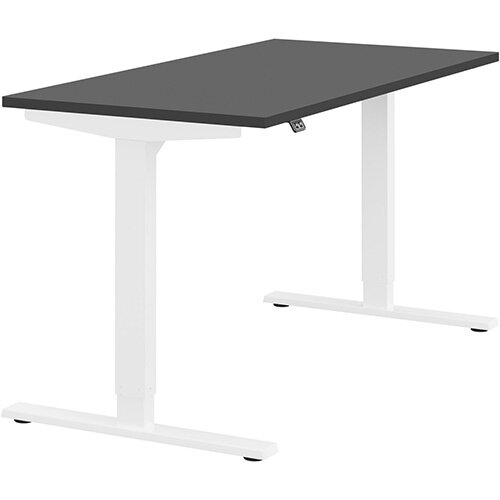 Zoom Electric Height Adjustable Sit Stand Office Desk Plain Top W1400mmxD700mmxH685-1185mm Graphite Top White Frame