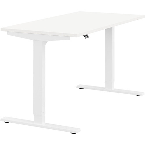 Zoom Electric Height Adjustable Sit Stand Office Desk Plain Top W1400mmxD700mmxH685-1185mm White Top White Frame