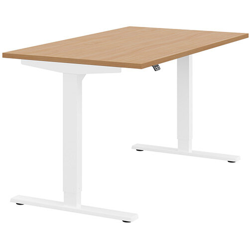 Zoom Height Adjustable Sit Stand Office Desk Plain Top W1400mmxD800mmxH685-1185mm Beech Top White Frame - Prevents &Reduces Muscle &Back Problems, Poor Circulation &Increases Brain Activity. Zoom Height Adjustable Sit Stand Office Desk Plain Top W1400mmxD800mmxH685-1185mm Beech Top White Frame - Prevents &Reduces Muscle &Back Problems, Poor Circulation &Increases Brain Activity.