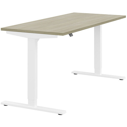 Zoom Height Adjustable Sit Stand Office Desk Plain Top W1600mmxD700mmxH685-1185mm Arctic Oak Top White Frame - Prevents &Reduces Muscle &Back Problems, Poor Circulation &Increases Brain Activity. Zoom Height Adjustable Sit Stand Office Desk Plain Top W1600mmxD700mmxH685-1185mm Arctic Oak Top White Frame - Prevents &Reduces Muscle &Back Problems, Poor Circulation &Increases Brain Activity.