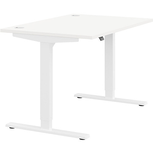 Zoom Electric Height Adjustable Sit Stand Office Desk Portal Top W1200xD800xH685-1185mm White Top White Frame