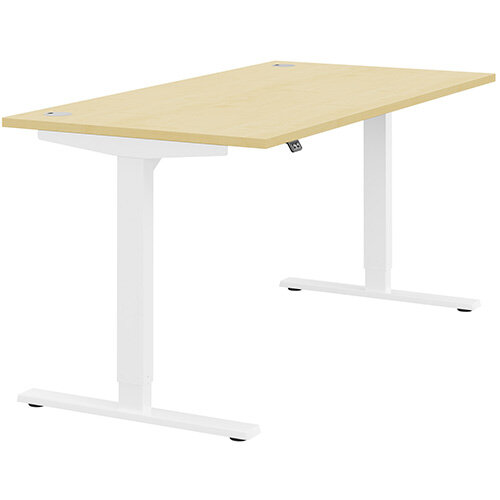 Zoom Height Adjustable Sit Stand Office Desk Portal Top W1600mmxD800mmxH685-1185mm Maple Top White Frame - Prevents &Reduces Muscle &Back Problems, Poor Circulation &Increases Brain Activity. Zoom Height Adjustable Sit Stand Office Desk Portal Top W1600mmxD800mmxH685-1185mm Maple Top White Frame - Prevents &Reduces Muscle &Back Problems, Poor Circulation &Increases Brain Activity.