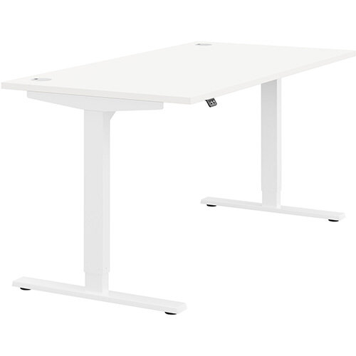 Zoom Electric Height Adjustable Sit Stand Office Desk Portal Top W1600xD800xH685-1185mm White Top White Frame