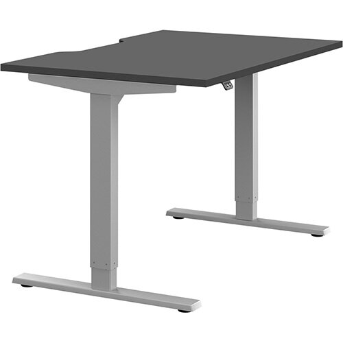 Zoom Height Adjustable Sit Stand Office Desk Scallop Top W1200mmxD800mmxH685-1185mm Graphite Top Silver Frame - Prevents &Reduces Muscle &Back Problems, Poor Circulation &Increases Brain Activity. Zoom Height Adjustable Sit Stand Office Desk Scallop Top W1200mmxD800mmxH685-1185mm Graphite Top Silver Frame - Prevents &Reduces Muscle &Back Problems, Poor Circulation &Increases Brain Activity.