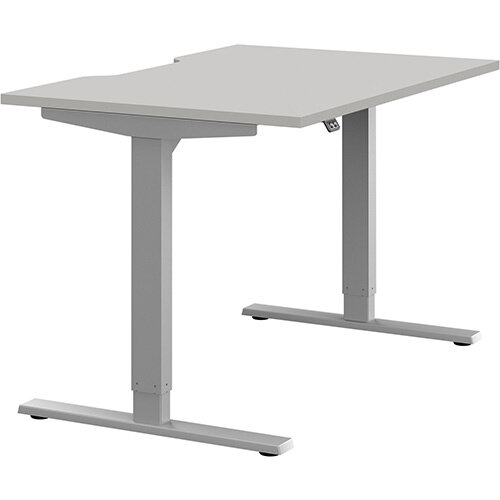 Zoom Height Adjustable Sit Stand Office Desk Scallop Top W1200mmxD800mmxH685-1185mm Grey Top Silver Frame - Prevents &Reduces Muscle &Back Problems, Poor Circulation &Increases Brain Activity. Zoom Height Adjustable Sit Stand Office Desk Scallop Top W1200mmxD800mmxH685-1185mm Grey Top Silver Frame - Prevents &Reduces Muscle &Back Problems, Poor Circulation &Increases Brain Activity.