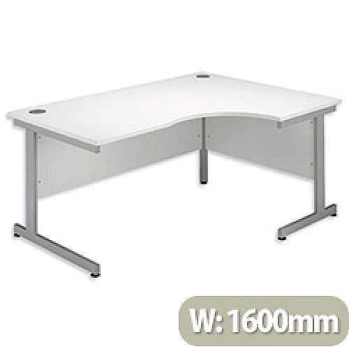 Office Desk Radial Right Hand Silver Legs W1600xD1200xH725mm White Ashford Office Desk Radial Right Hand Silver Legs W1600xD1200xH725mm White Ashford