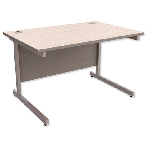 Office Desk Rectangular Silver Legs W1200mm Arctic Oak Ashford Office Desk Rectangular Silver Legs W1200mm Arctic Oak Ashford