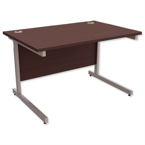 Office Desk Rectangular Silver Legs W1200mm Dark Walnut Ashford Office Desk Rectangular Silver Legs W1200mm Dark Walnut Ashford