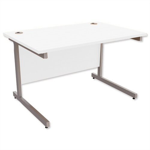 Office Desk Rectangular Silver Legs W1200mm White Ashford Office Desk Rectangular Silver Legs W1200mm White Ashford