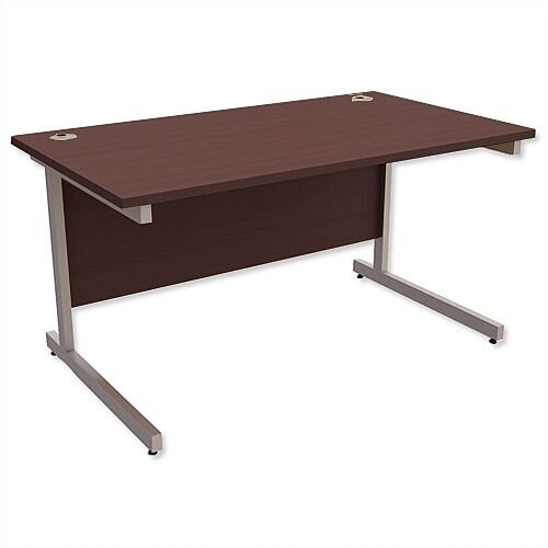 Office Desk Rectangular Silver Legs W1400mm Dark Walnut Ashford Office Desk Rectangular Silver Legs W1400mm Dark Walnut Ashford