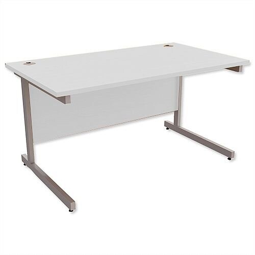 Office Desk Rectangular Silver Legs W1400mm Grey Ashford Office Desk Rectangular Silver Legs W1400mm Grey Ashford