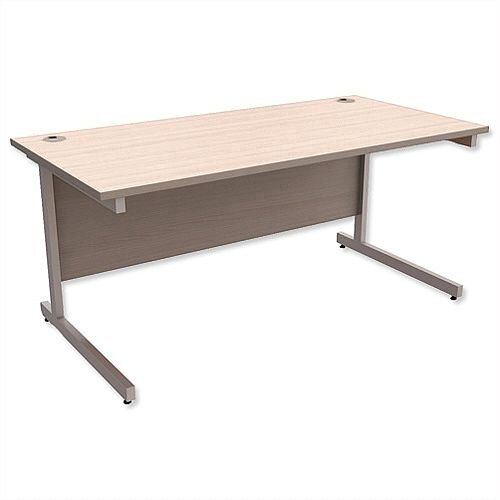 Office Desk Rectangular Silver Legs W1600mm Arctic Oak Ashford Office Desk Rectangular Silver Legs W1600mm Arctic Oak Ashford