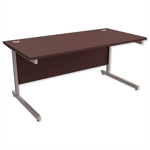 Office Desk Rectangular Silver Legs W1600mm Dark Walnut Ashford Office Desk Rectangular Silver Legs W1600mm Dark Walnut Ashford