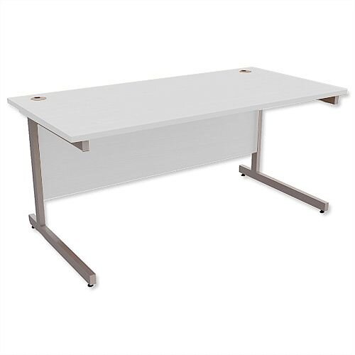 Office Desk Rectangular Silver Legs W1600mm Grey Ashford Office Desk Rectangular Silver Legs W1600mm Grey Ashford