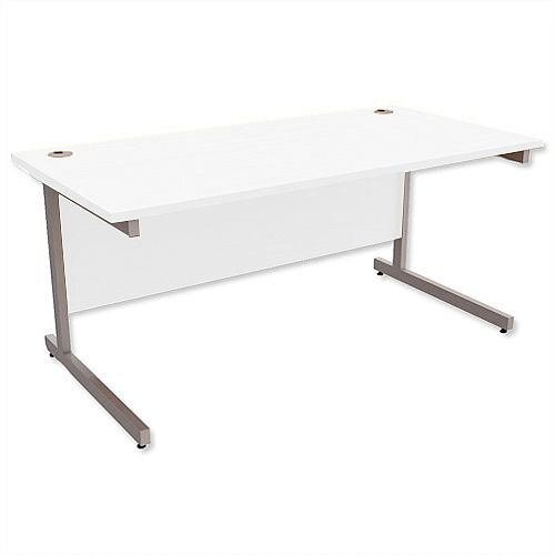 Office Desk Rectangular Silver Legs W1600mm White Ashford Office Desk Rectangular Silver Legs W1600mm White Ashford