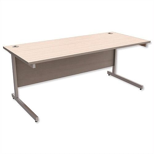 Office Desk Rectangular Silver Legs W1800mm Arctic Oak Ashford Office Desk Rectangular Silver Legs W1800mm Arctic Oak Ashford