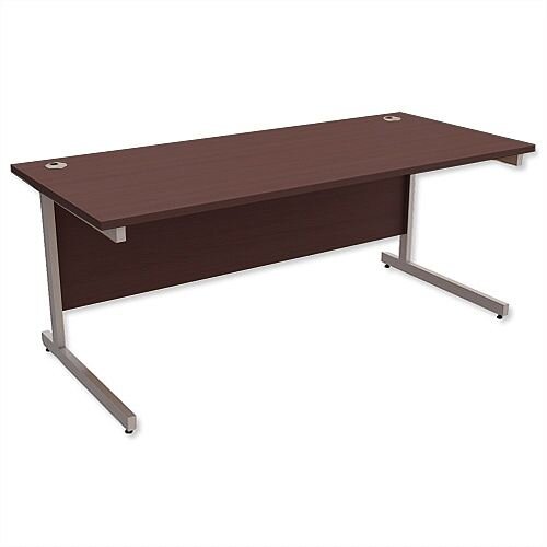 Office Desk Rectangular Silver Legs W1800mm Dark Walnut Ashford Office Desk Rectangular Silver Legs W1800mm Dark Walnut Ashford