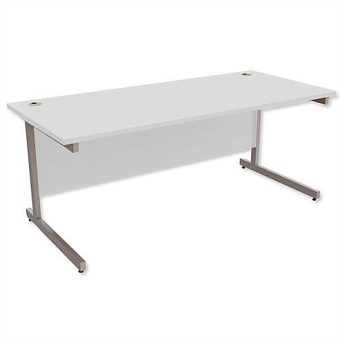 Office Desk Rectangular Silver Legs W1800mm Grey Ashford Office Desk Rectangular Silver Legs W1800mm Grey Ashford