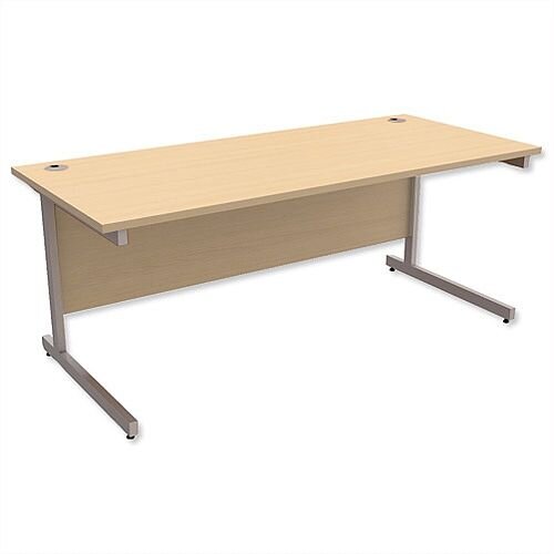 Office Desk Rectangular Silver Legs W1800mm Maple Ashford Office Desk Rectangular Silver Legs W1800mm Maple Ashford