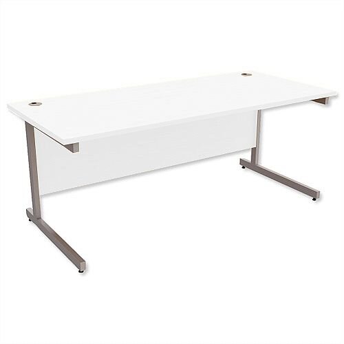 Office Desk Rectangular Silver Legs W1800mm White Ashford Office Desk Rectangular Silver Legs W1800mm White Ashford