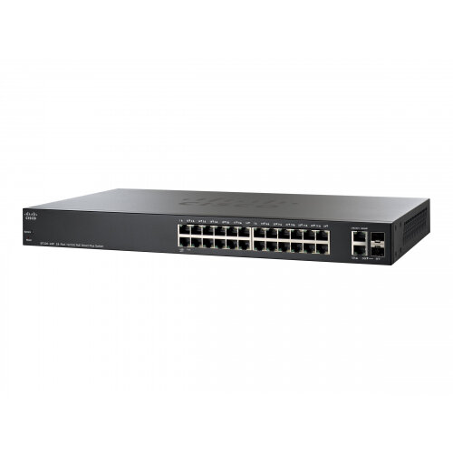 Cisco Small Business Smart Plus SF220-24P - Switch - Managed - 4 x 10/100 (PoE+) + 20 x 10/100 (PoE) + 2 x combo Gigabit SFP - desktop, rack-mountable - PoE+ (180 W) Cisco Small Business Smart Plus SF220-24P - Switch - Managed - 4 x 10/100 (PoE+) + 20 x 10/100 (PoE) + 2 x combo Gigabit SFP - desktop, rack-mountable - PoE+ (180 W)