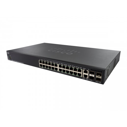 Cisco Small Business SG350X-24P - Switch - Managed - 24 x 10/100/1000 (PoE+) + 2 x combo 10 Gigabit SFP+ + 2 x 10 Gigabit SFP+ - rack-mountable - PoE+ (195 W) Cisco Small Business SG350X-24P - Switch - Managed - 24 x 10/100/1000 (PoE+) + 2 x combo 10 Gigabit SFP+ + 2 x 10 Gigabit SFP+ - rack-mountable - PoE+ (195 W)